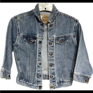 VINTAGE ORANGE tag kids denim LEVIS trucker jacket size 7x